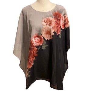 Floral print open flow dress blouse